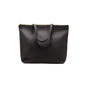 Cuyana Classic Black Leather Oversized Zipperl Tote